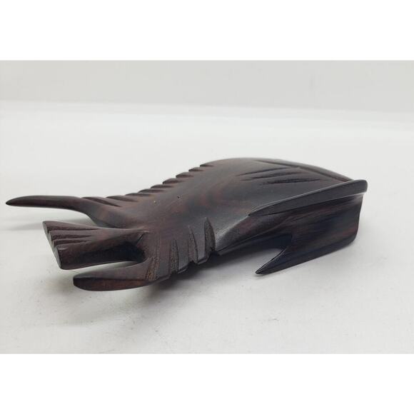 Vintage Hand Carved Wood Fish Figurine Sculpture Home Decor Folk Art Angel - Picture 8 of 9